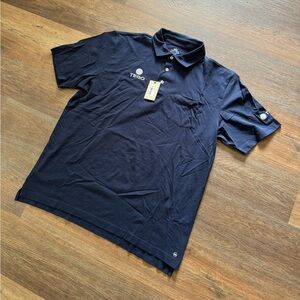 NWT Peter Millar Seaside Wash Navy Blue Polo‎ Shirt Size L Company Logo